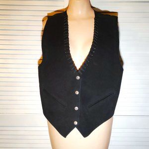 Vintage Mischief Black Suede Leather Vest Medium